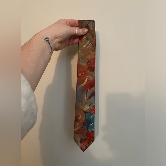 Bugle Boy Polyester Tie Multi Color Floral Watercolor Men Necktie Made In USA - Picture 3 of 5